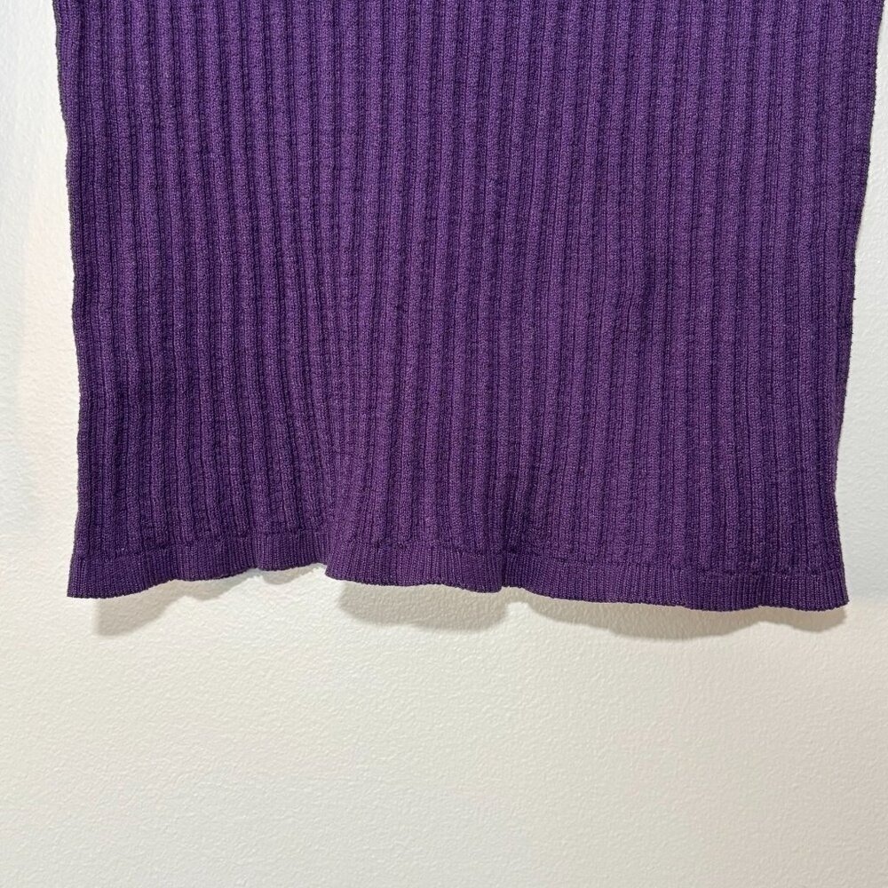 Great Northwest Half-Zip Ribbed Sweater Purple Color Block w/White Strip - Picture 9 of 13